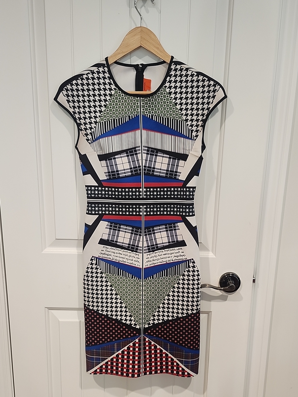 Clover Canyon Multi-Pattern Sheath Dress in White, Black, Blue, Red, Green